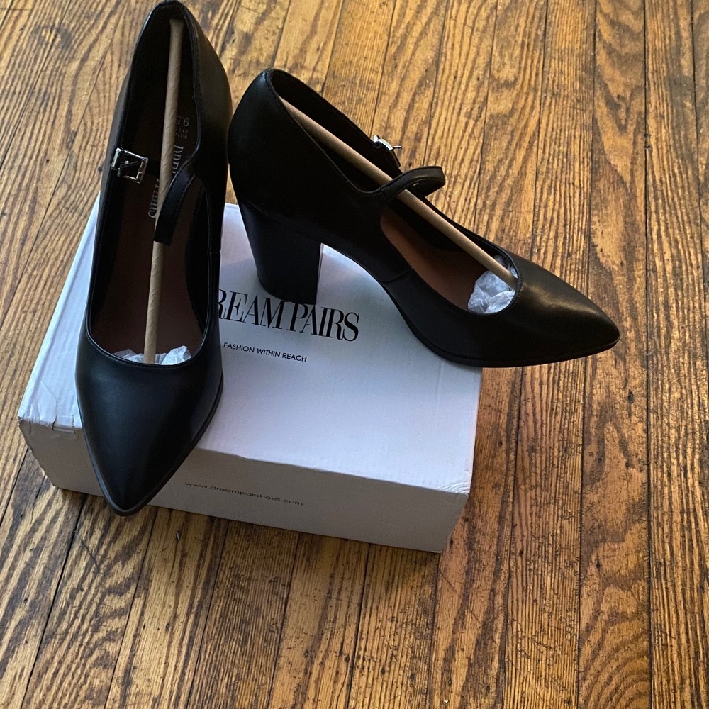 DREAM PAIRS Women's Closed Toe High Chunky Heels Mary Jane Shoes Dress Block Poi